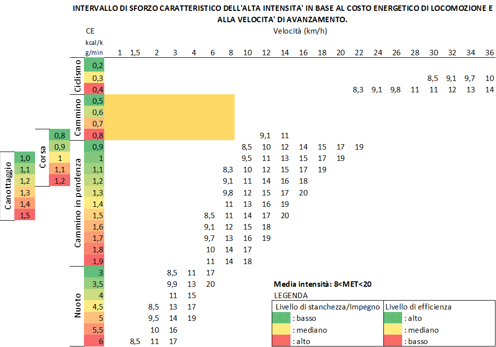 Immagine del grafico sugli intervalli dell'alta intensità di esercizio fisico Immagine del grafico sugli intervalli della media intensità di esercizio fisico